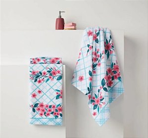 Toalha de Banho Felpuda com 3 peças - Estampas Florais
