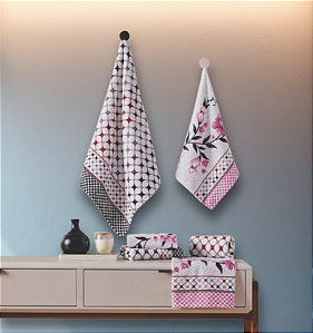 Jogo de Banho Estampado Ele e Ela - 2 Banho + 2 Rosto