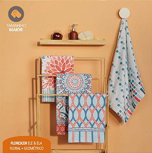 Toalha de Banho Estampada Ele e Ela - 2 peças
