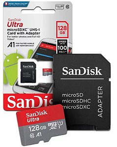 Cartão Memoria Sandisk 128gb Micro Sd Ultra classe 10