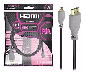 Cabo Micro Hdmi X Hdmi 2 Metros Blindado 2.0 Ethernet 2m 4k