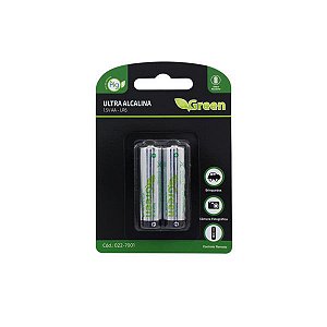 Pilha AA Alcalina Ultra LR6 – Blister C/ 2 Peças – GREEN