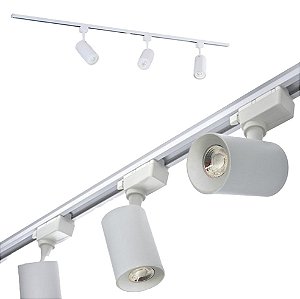 Trilho Eletrificado Branco 1m C/3 Spot Led 7w 6500k - Andeli