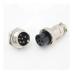 Par - Conector De Microfone Mike Femea / Macho 6 Pinos