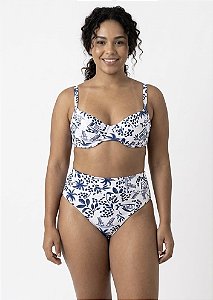 Biquíni Hot Pants Lara - Estampa Rio Azul e Branca