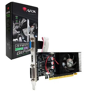 PLACA DE VIDEO AFOX GEFORCE GT610 2GB DDR3 64 BITS LP - HDMI - DVI - VGA - AF610-2048D3L7-V6