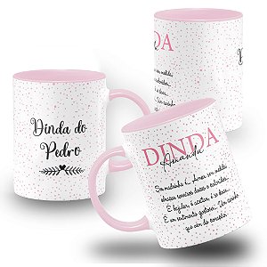Caneca Padrinhos Batismo Dinda Frase Personalizada