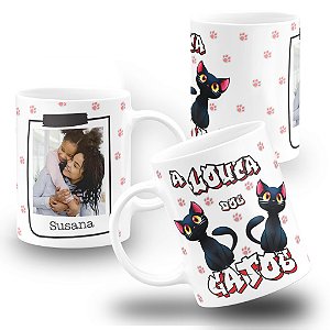 Caneca Louca Por Gatos Amantes de Pet Com foto