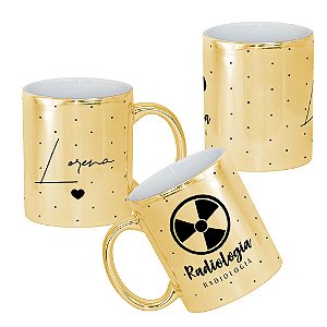Caneca Radiologia Profissão Radiologista Metalizada Personalizada Com Nome