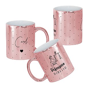 Caneca Profissão Defensora Direito ou Futura Defensora Metalizada Personalizada com Nome