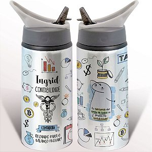 Garrafa Squeeze Contabilidade Profissão Contador Contabilista Personalizada Com Nome