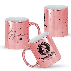 Caneca de Engenheira Civil Profissão Engenheiro Civil Metalizada com Nome