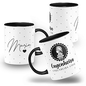 Caneca de Engenheira Civil Profissão Engenharia Civil com Nome