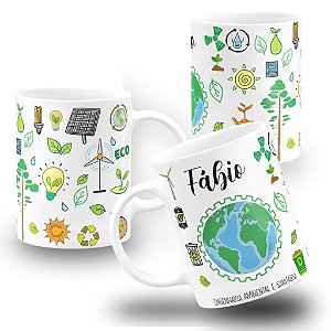 Caneca Profissão Engenharia Ambiental e Sanitária com Nome