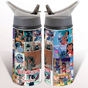 Garrafa Squeeze Lilo & Stitch Infantil Personalizada com Nome 02