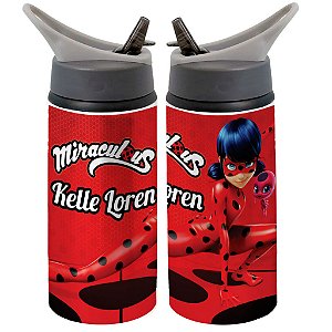 Garrafa Squeeze Ladybug Miraculous Infantil Personalizada com Nome