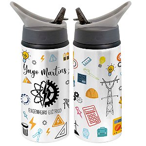 Garrafa Squeeze Profissão Engenheiro Elétrico Personalizada com Nome