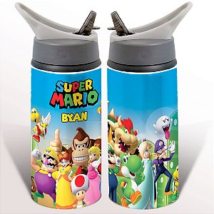 Garrafa Squeeze Mário Bros Gamer Personalizada com Nome 02