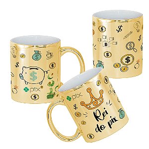 Caneca Rei do Pix Personalizada Com Nome Metalizada