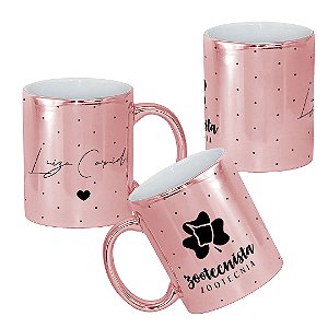 Caneca Zootecnista Profissão Zootecnia Personalizada com Nome Metalizada