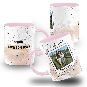 Caneca Amizade Amo Nós Amiga, com Foto ,Frase e Nome.