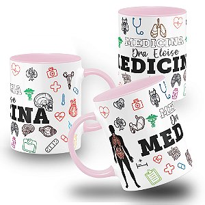 Caneca Medicina Elementos Personalizada Com Nome Médica