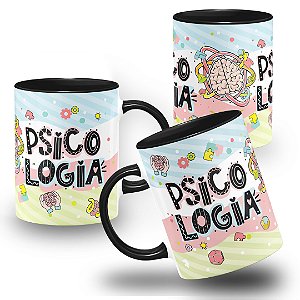 Caneca de Profissão Psicologia Elementos Colorida