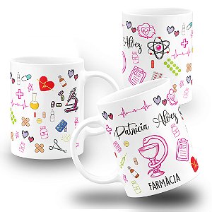 Caneca Farmácia Profissão Farmaceutico Farmaceutica Com Nome