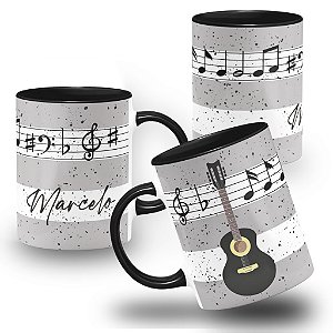 Caneca Violão Instrumentos Musicais Cifras com Nome Personalizada