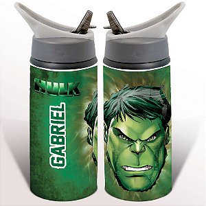 Garrafa Squeeze Hulk Personagem Desenho Infantil Personalizada com Nome 01