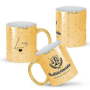 Caneca Nutrição Profissão Nutricionista Brasão Metalizada Com Nome