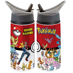 Garrafa Squeeze Pokémon Desenho Infantil Com Nome 01