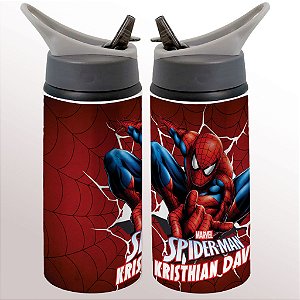 Garrafa Squeeze Homem Aranha Spider-man Desenho Infantil Personalizada com Nome