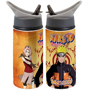Garrafa Squeeze Naruto Anime Personalizada Desenho Infantil Laranja