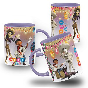 Caneca Viva A vida é uma Festa COCO Tema de Filme Família Infantil Miguel e Enesto de la Cruz