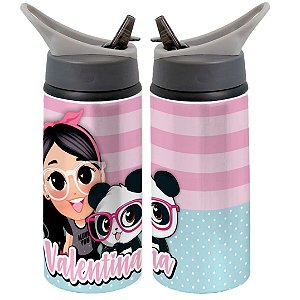 Garrafa Squeeze Luluca Gamer Desenho Infantil com Nome Personalizado 02
