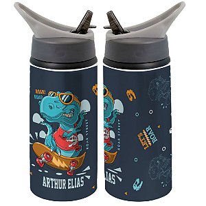 Garrafa Squeeze Dinossauro Legal Desenho Infantil Com Nome Personalizado