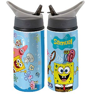 Garrafa Squeeze Bob Esponja Patrick Desenho Infantil Personalizada com Nome