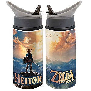 Garrafa Squeeze A Lenda De Zelda Desenho Filme Infantil com Nome Personalizado