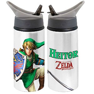 Garrafa Squeeze A Lenda De Zelda Desenho Infantil com Nome Personalizado 01