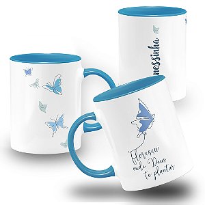 Caneca Borboleta Motivacional Frase Floresça Onde Deus Te Plantar