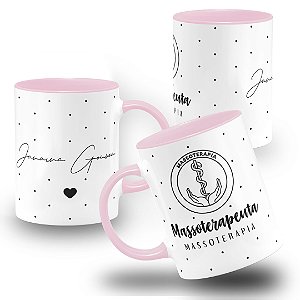 Caneca de Massoterapia Profissão Massoterapeuta Símbolo Colorida com Nome Personalizado