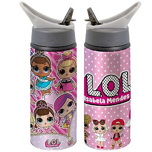 Garrafa Squeeze Lol Surprise Rosa Desenho Infantil Personalizada Com Nome