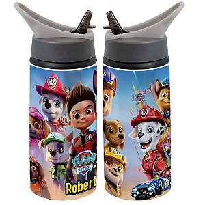 Garrafa Squeeze Patrulha Canina e Seus Amigos Desenho Infantil com Nome