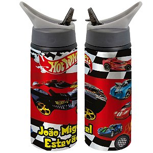 Garrafa Squeeze Hotwheels Personalizada com Nome