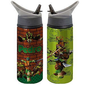 Garrafa Squeeze Tartaruga Ninja Personalizada com Nome
