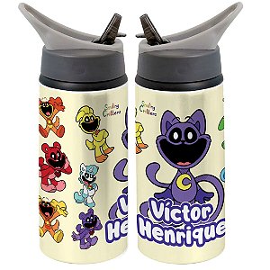 Garrafa Squeeze Smiling Critters Amarelo Personalizada com Nome