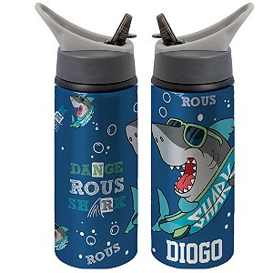 Garrafa Squeeze Tubarão Fundo do Mar Personalizada com Nome