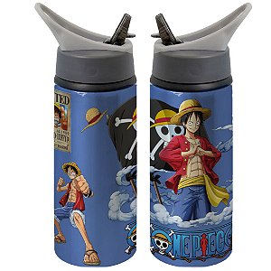 Garrafa Squeeze One piece Luffy Azul Personalizada com Nome