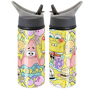 Garrafa Squeeze Bob Sponja  Personalizada com Nome